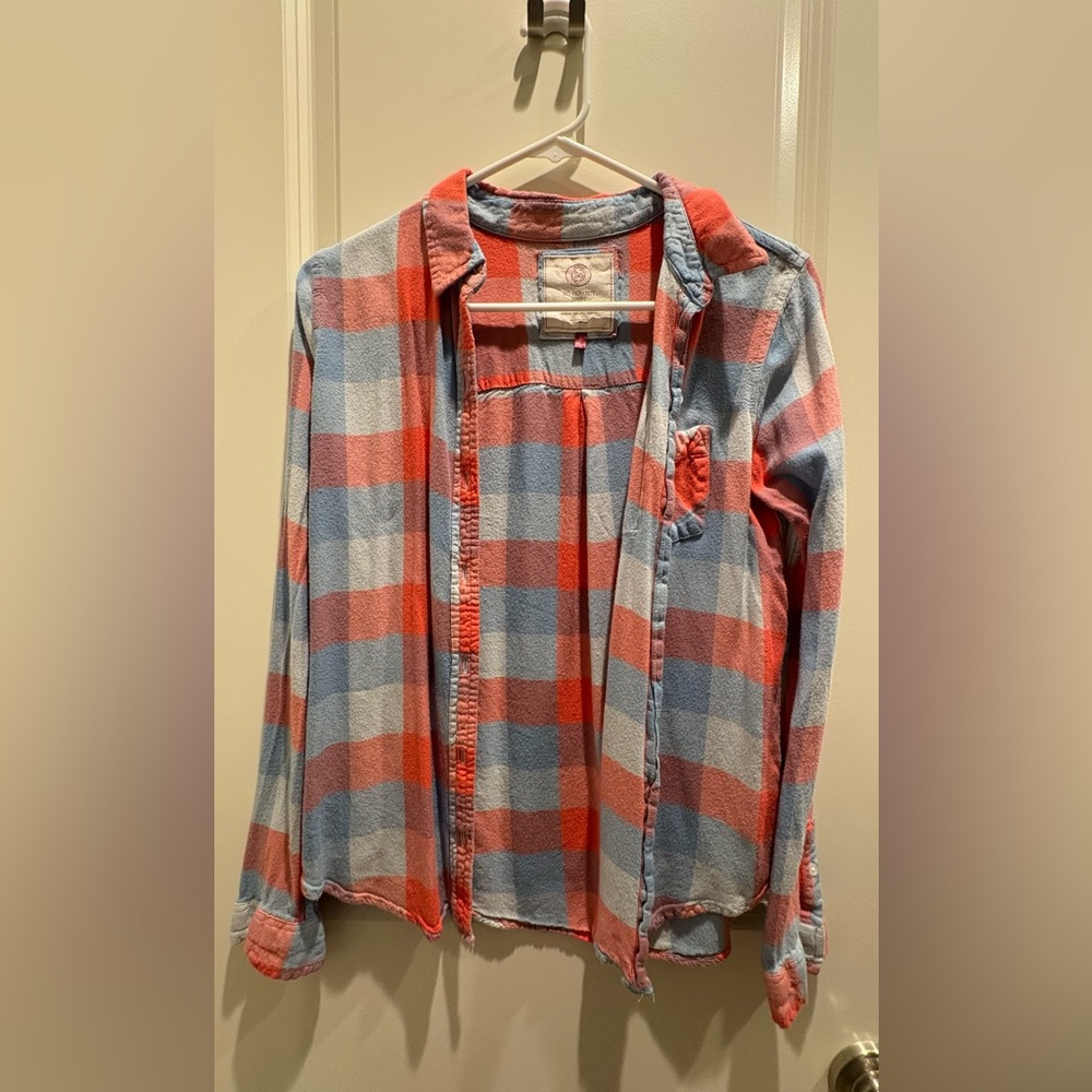 Orange and Blue Plaid Shirt